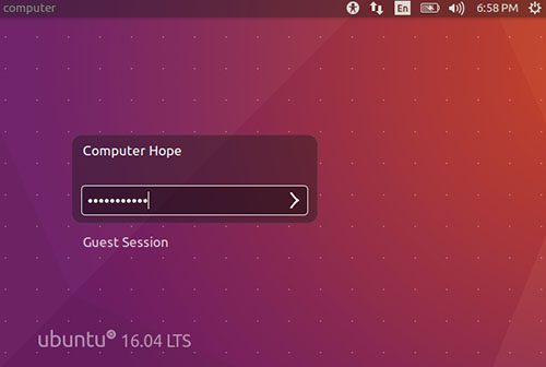 Приглашение входа в Ubuntu