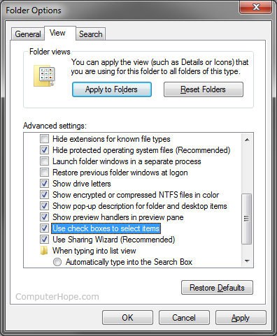Флажок Windows file