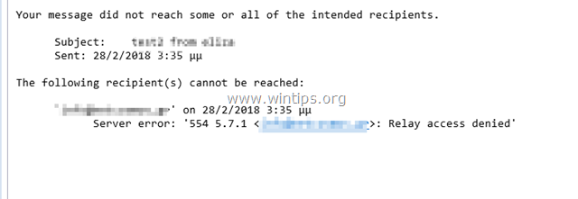 Relay Access Denied 554 5.7.1 Ошибка сервера