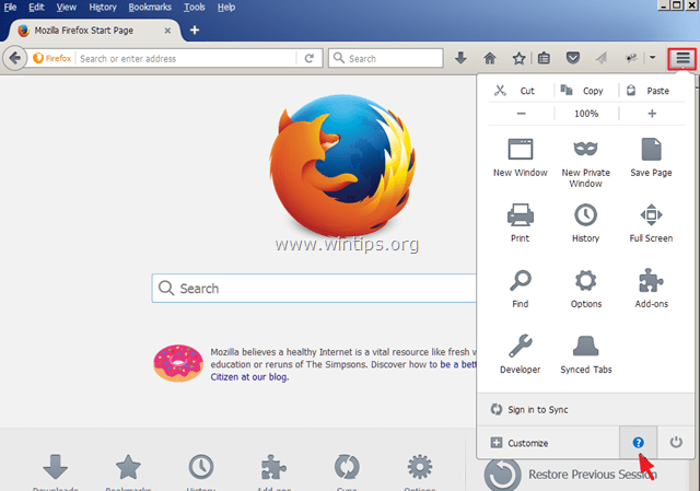 сброс Firefox