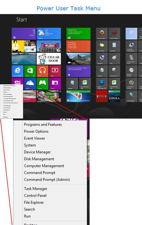 Windows 8 Power User Task Menu