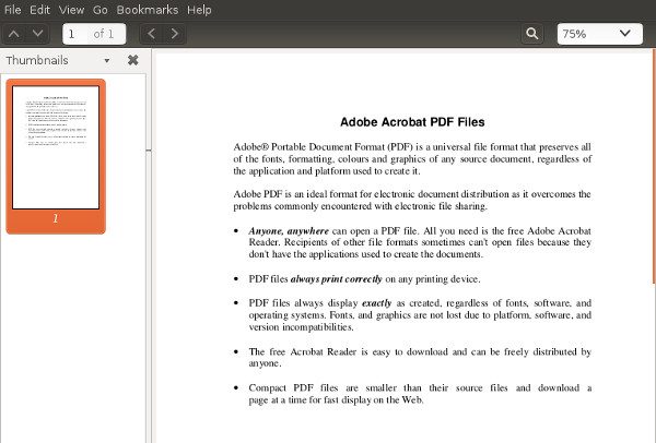 Просмотр PDF с помощью Evince в Linux