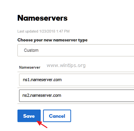 изменить nameservers сайт домена приложений Google