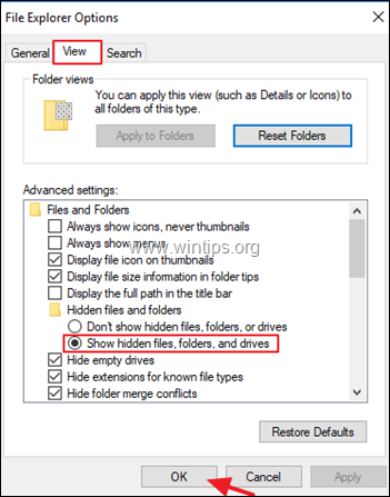 показать скрытые файлы, папки windows 10-8