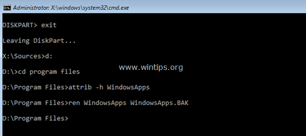 переименовать windowsapps из командной строки