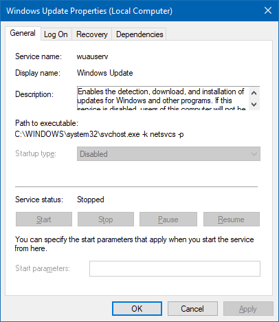 Вкладка свойств службы обновления Windows недоступна - исправление wuauserv sddl