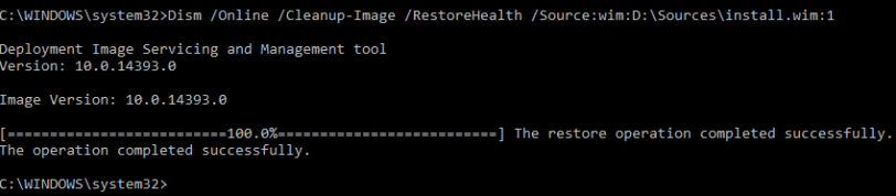 dism restorehealth успешно завершен