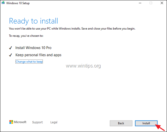 Ремонт на месте / обновление Windows 10