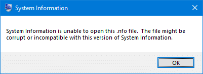Ошибка утилиты информации о файловой системе .nfo