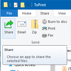 Кнопка «Поделиться лентой» в Windows 10