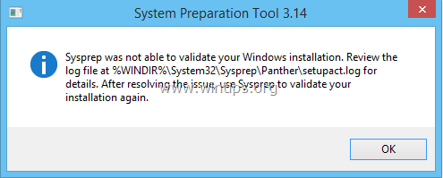 Sysprep не смог проверить вашу установку Windows
