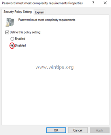 отключить требования сложности пароля активный каталог 2016