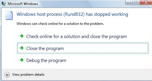 Процесс хоста Windows (Rundll32) не отвечает