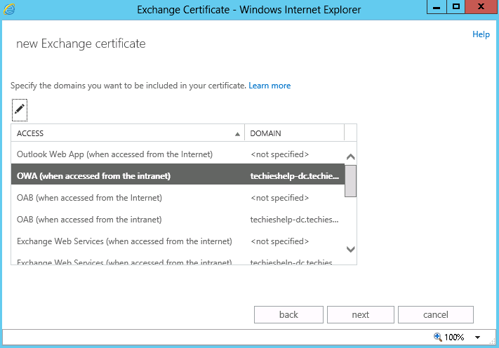 Exchange 2013 выбирает домены сертификатов