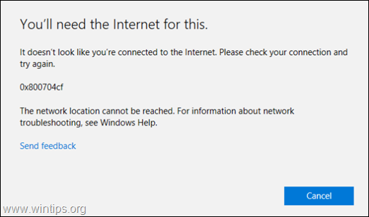 ИСПРАВЛЕНИЕ: Microsoft Store Ошибка 0x800704cf - Это не't Look Like you're Connected to the Internet