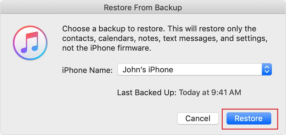 Как восстановить потерянные данные на iPhone / iPad во время обновления до iOS 13 через iTunes - Шаг 3