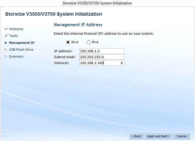 назначить IP-адрес IBM storewize