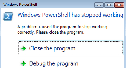 PowerShell перестал работать - ошибка
