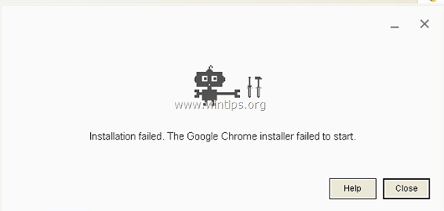 Установка Chrome не удалась - не удалось запустить установщик Google Chrome