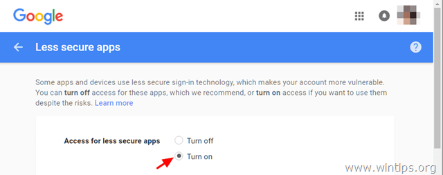 доступ к Gmail для менее безопасных приложений