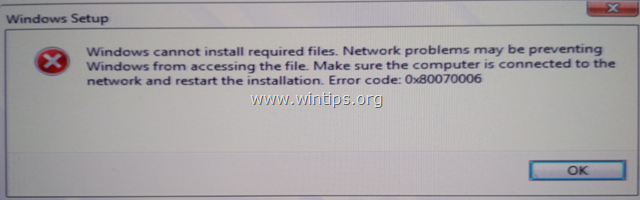 ИСПРАВЛЕНИЕ: Ошибка 0x80070006 Windows не может установить необходимые файлы