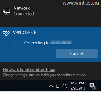 VPN-соединение не работает из системного трея - Windows 10