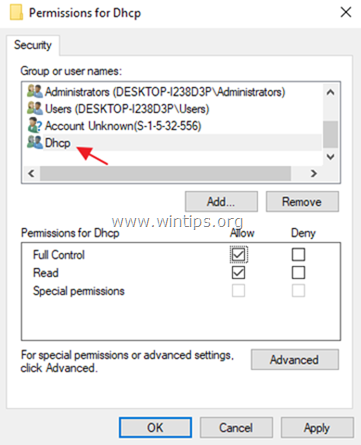 Ошибка доступа клиента DHCP 5